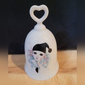 Saji Fine China Porcelain Bell with Pierrot Design